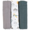 Petite&Mars Moussy látkové plienky Grey Planes 68 x 68 cm 3 ks