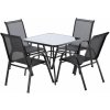 GARDEN LINE Záhradný set, štvorcový stolík so 4 stoličkami - čierny