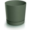 Prosperplast Plastový kvetináč TUBOS P s miskou tmavozelený matný, variant 12,8 cm