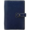 FILOFAX Malden, diár s patentkou a pútkom na pero, osobný, kožený, farba námornícka modrá, v darčekovej krabičke