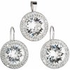Evolution Group Sada šperkov s krištáľmi Swarovski náušnice a prívesok biele okrúhle 39108.1, darčekové balenie