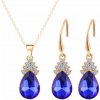 Set náušnice a náhrdelník slza Gold - modrý