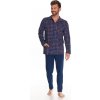 Pánske pyžamo s gombíkmi Richard modré káro 4XL