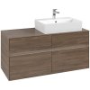 VILLEROY & BOCH Collaro závesná skrinka pod umývadlo na dosku (umývadlo vpravo), 4 zásuvky, s LED osvetlením, 1200 x 500 x 548 mm, Arizona Oak, C130B0VH