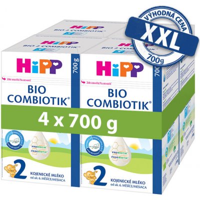 4x HiPP 2 BIO Combiotik pokračovacia mliečna dojčenská výživa , od uk. 6. mesiace, 700 g