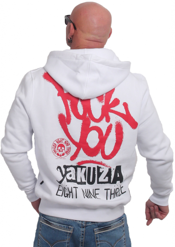 Yakuza mikina pánska s kapucňou FU HOB 23008 white