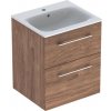 Geberit Selnova štvorcová skrinka + umývadlo Slim, štruktúra dreva orech hickory/melamín 501.234.00.1