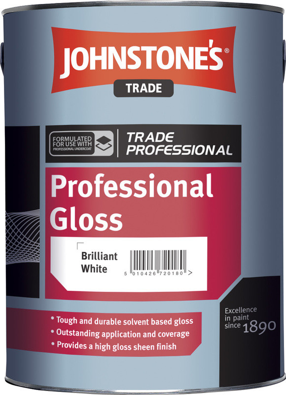 JOHNSTONE\'S Professional Gloss - Vrchná syntetická farba Brilliant White 5L
