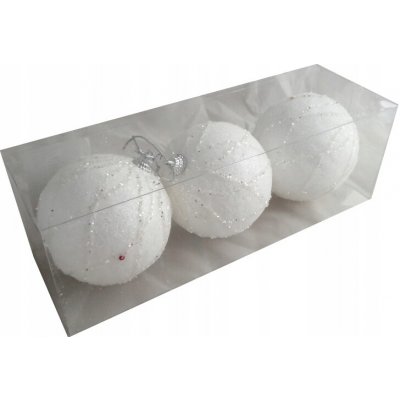 Top Gift Vianočné Ozdoby BIELE s trblietkami 8cm | Kocka 3ks
