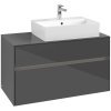 VILLEROY & BOCH Collaro závesná skrinka pod umývadlo na dosku (umývadlo vpravo), 2 zásuvky, s LED osvetlením, 1000 x 500 x 548 mm, Glossy Grey, C127B0FP