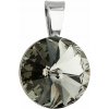 Strieborný prívesok s kryštálmi Swarovski sivý okrúhly-rivoli 34112.3