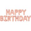 Fóliový nápis „HAPPY BIRTHDAY“ – ružovo zlatý, 13 písmen, 40 cm Partypal (Štýlový fóliový nápis „HAPPY BIRTHDAY“ v elegantnej v ružovo zlatej farbe je dokonalou dekoráciou pre každú narodeninovú oslav