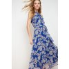 Trendyol Navy Blue Floral Print Belted A-line Halter Neck Sleeveless Midi Lined Woven Dress šedá 34 Trendyol 8683049352006