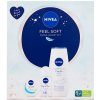 Nivea Feel Soft dárková sada: sprchový gel Creme Soft 250 ml + antiperspirant roll-on Original Natural 50 ml + hydratační krém Soft 100 ml pro ženy