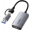 ESSAGER ES-CJK01 2v1 video redukcia - HDMI na USB-C / USB-A - tmavosivá - možnosť vrátiť tovar ZADARMO do 30tich dní