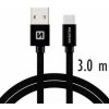 SWISSTEN DÁTOVÝ KÁBEL SWISSTEN TEXTILE USB / USB-C 3,0 M ČIERNY 71527900