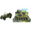 Teddies Auto Welly Jeep 1941 Willys MB terénne vojenskej plast / kov 10cm voľný chod 12ks v boxe