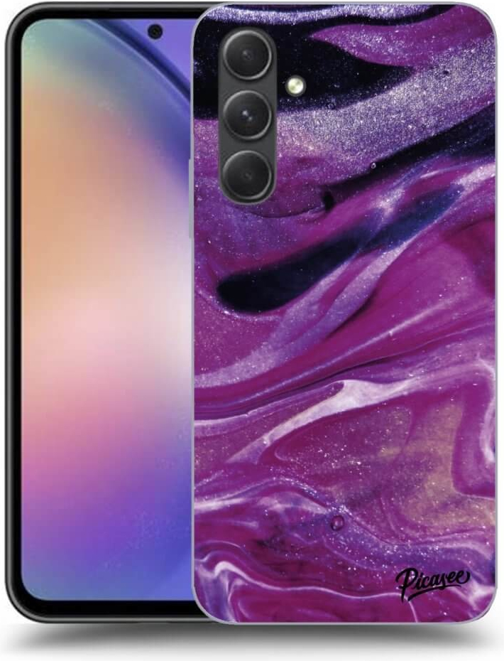 Púzdro Picasee silikónové Samsung Galaxy A54 5G - Purple glitter čiré