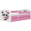 Kocot kids Detská posteľ Babydreams panda ružová, varianta 70x140, bez šuplíků, bez matrace