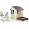 Set domček s pieskoviskom a záhradkou Square Life Smoby a piknikový stôl s dvoma stoličkami KidChair