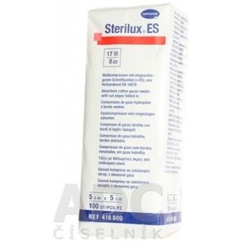 Sterilux ES kompres nesterilný 17 vlákien 8 vrstiev 5 cm x 5 cm 100 ks