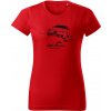 T-ričko Alfa Romeo Giulia dámske tričko Farba trička: Červená, Farba potlače: Čierna, Veľkosť: XS