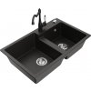 MEXEN/S MEXEN/S - Tomas granitový drez 2-bowl vrátane batérie Carla, čierna/zlatá metalik 6516-75-670700-70