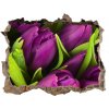 Samolepící díra nálepka Fialové tulipány 95x64 cm