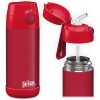 Detská termo fľaša z nerezovej ocele so slamkou JARLSON CHARLI Červená 350 ml