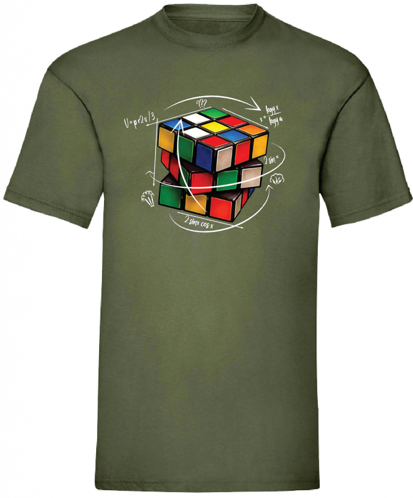 Rubiková kocka 3 pánske tričko olive