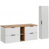 Comad Kúpeľňová zostava Casad s doskou a skrinkami 140 cm biela/dub wotan