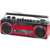 Radiomagnetofon Trevi, RR 501BT/RD, MW/FM/SW1-2, autostop, USB, čtečka SD, Bluetooth, vestavěný mikrofon, baterie/síť