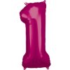 Amscan Balónik fóliový narodeninové číslo 1 ružový 86cm