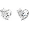 Evolution Group strieborné náušnice kôstka s kryštálmi Swarovski biele srdce 31259.1