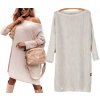 Fashionweek Pletené šaty sveter oversize MDK52 Farba: Béžový, Veľkosť: Universal