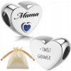 Charms strieborný prívesok na náramok s gravírovaním pre mamu srdce MAMA 925 beads