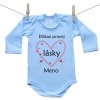 Boodyy Modré body s dlhým rukávom Dôkaz pravej lásky s menom dieťatka 98 (2-3 roky)