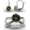A-B Set of silver jewelry with moldavite vltavin in a shape of a circle 20000011