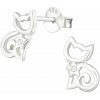 Glory strieborné náušnice Mačka so zirkónom A4S19020