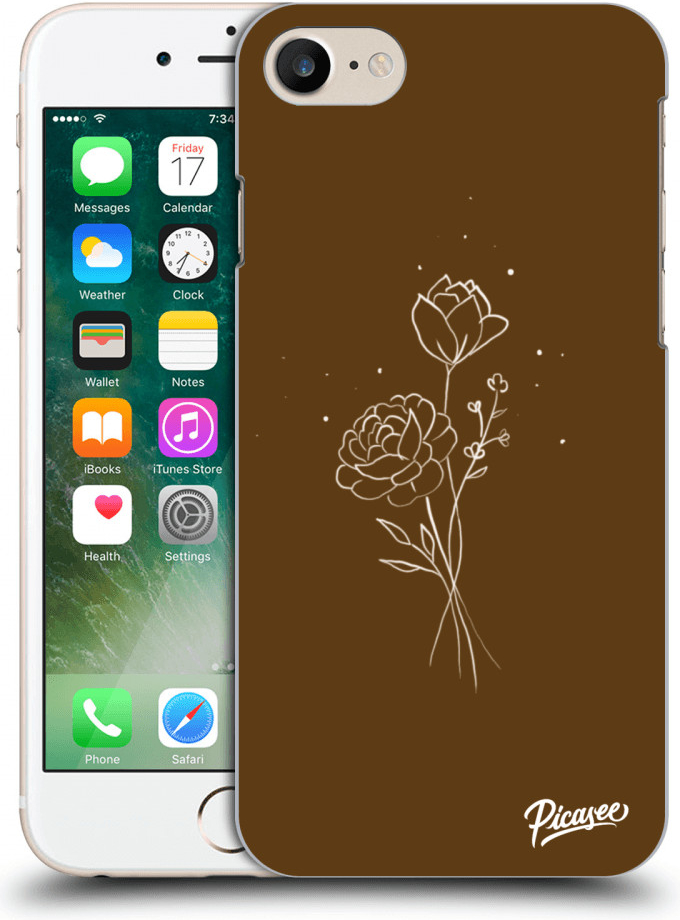 Picasee silikónové Apple iPhone 8 - Brown flowers čierne