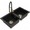 MEXEN/S MEXEN/S - Mario granitový drez 2-bowl vrátane batérie Aster, čierna 6504-77-73450-57-G