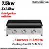 BORMANN ELITE Plynová grilovacia platňa s 3 horákmi, 7,5 kW, smaltovaná platňa (BBQ1810)