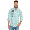 CAMP DAVID Pánska Košeľa dlhý rukáv Modrá/Zelená M
