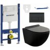 Závesný set GEBERIT Duofix Basic+ WC LENA Rimless 48 x 36 cm + pomaly padajúca doska Slim, čierna, 3322XX85+39010185