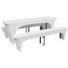 3 biele elastické poťahy na pivný stôl a lavice 220 x 50 x 80 cm-ForU-130792