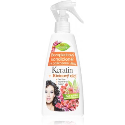 Bione Cosmetics Keratin + Ricinový olej regeneračný bezoplachový kondicionér na vlasy 260 ml