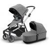 Detský kočík Thule Sleek Aluminum / Grey Melange + vanička Thule Sleek Bassinet