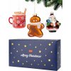 Soxo Originálna darčeková sada sklenených vianočných ozdôb – perníček, hrnček kakaa a Santa Claus (3 ks v krabičke)