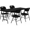 MultiGarden Cateringový skladací set - stôl + 4 stoličky, HDPE čierna MultiGarden