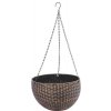 Kvetináč Strend Pro Modern, visiaci, závesný, zlatý, 26x16 cm, s retiazkou a vešiakom